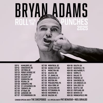 Bryan Adams Announces North American Tour Dates As Part Of “Roll With The Punches” Tour 2025