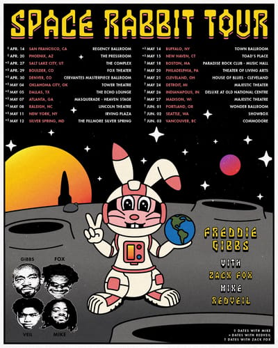 Freddie Gibbs announces 2022 Space Rabbit Tour featuring special guests Zack Fox, MIKE and Redveil