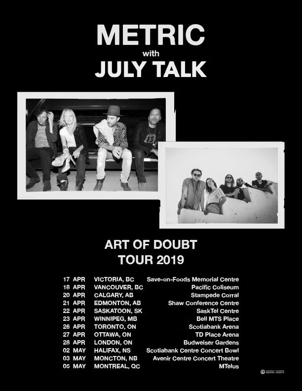 Metric with July Talk Announce Art of Doubt Tour 2019