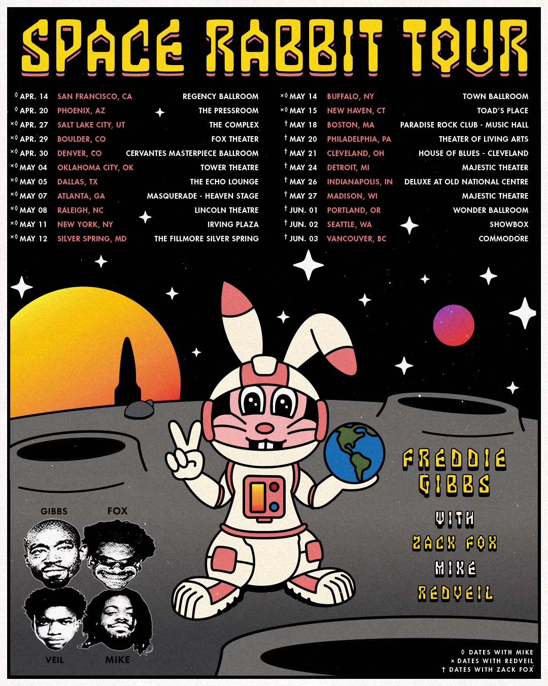 Freddie Gibbs announces 2022 Space Rabbit Tour featuring special guests Zack Fox, MIKE and Redveil