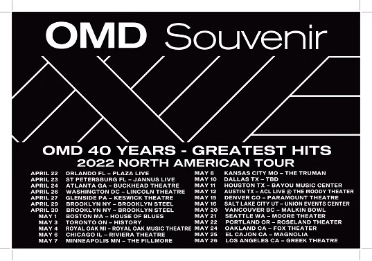 OMD Announces The Souvenir 2022 Tour