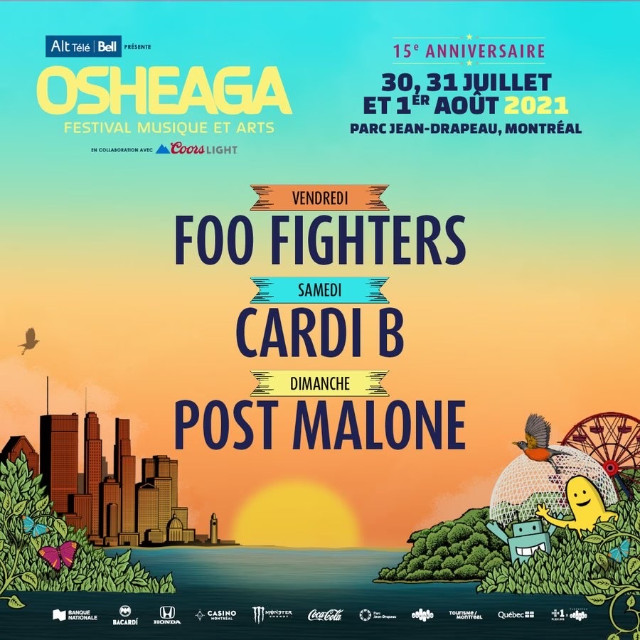 OSHEAGA Announces Headliners For 2021: Foo Fighters, Cardi B, Post Malone