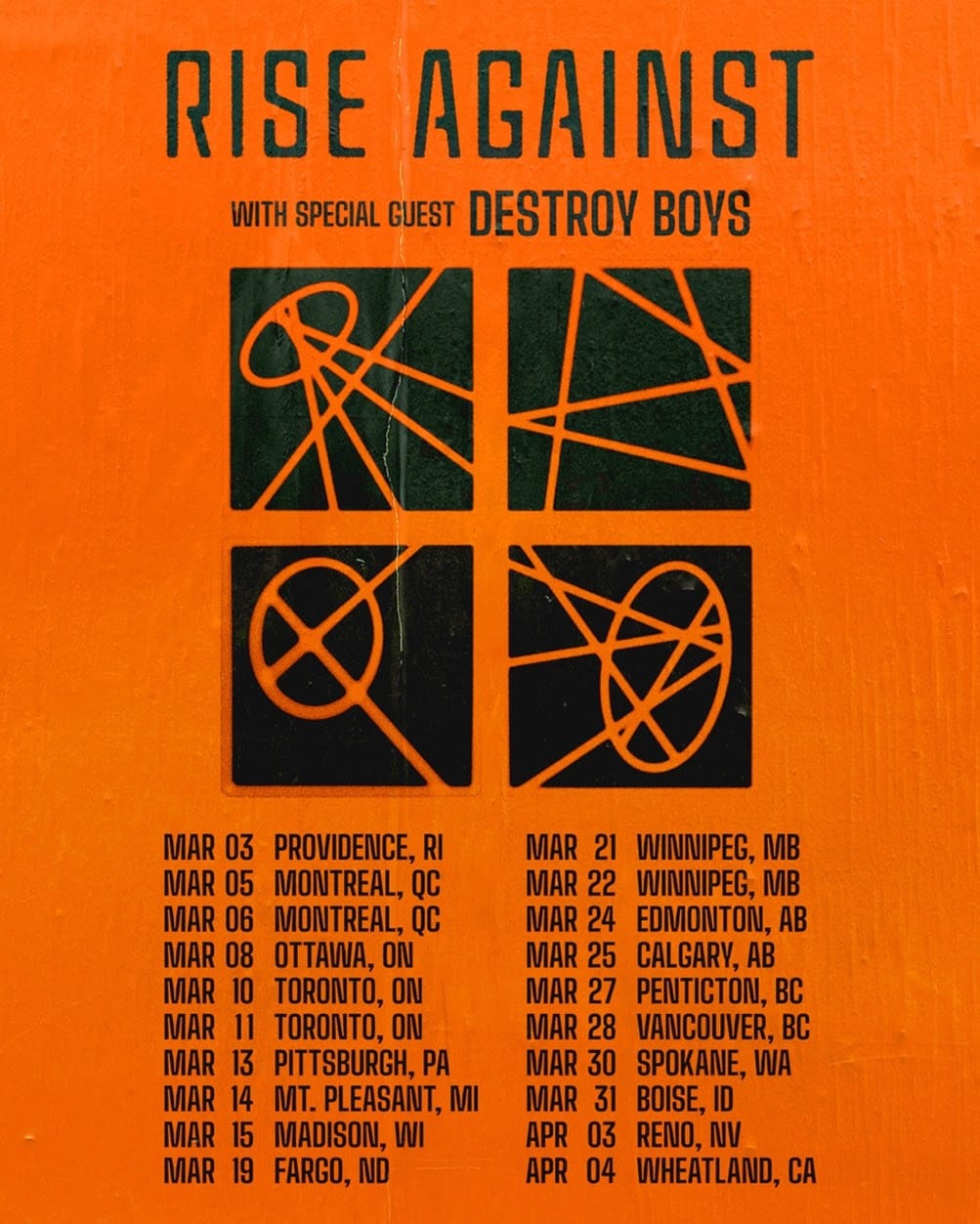 Rise Against Announce North American Headline Dates With Special Guest Destroy Boys
