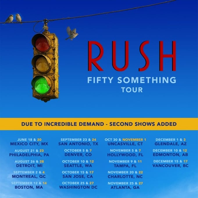 Rush Add Second Shows To The Newly Announced 17 City Run & Reveals Additional Mexico City Show Performance Due To Incredible Demand