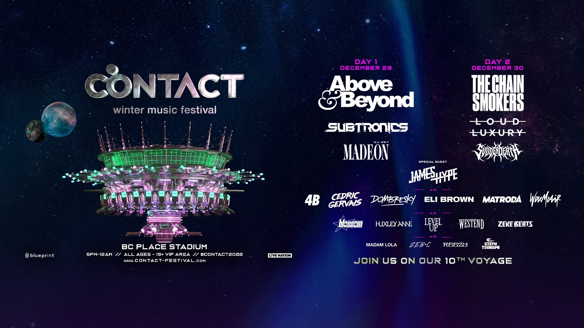 The Chainsmokers, Above & Beyond, Loud Luxury, And Subtronics To Headline CONTACT Winter Music Festival 2022