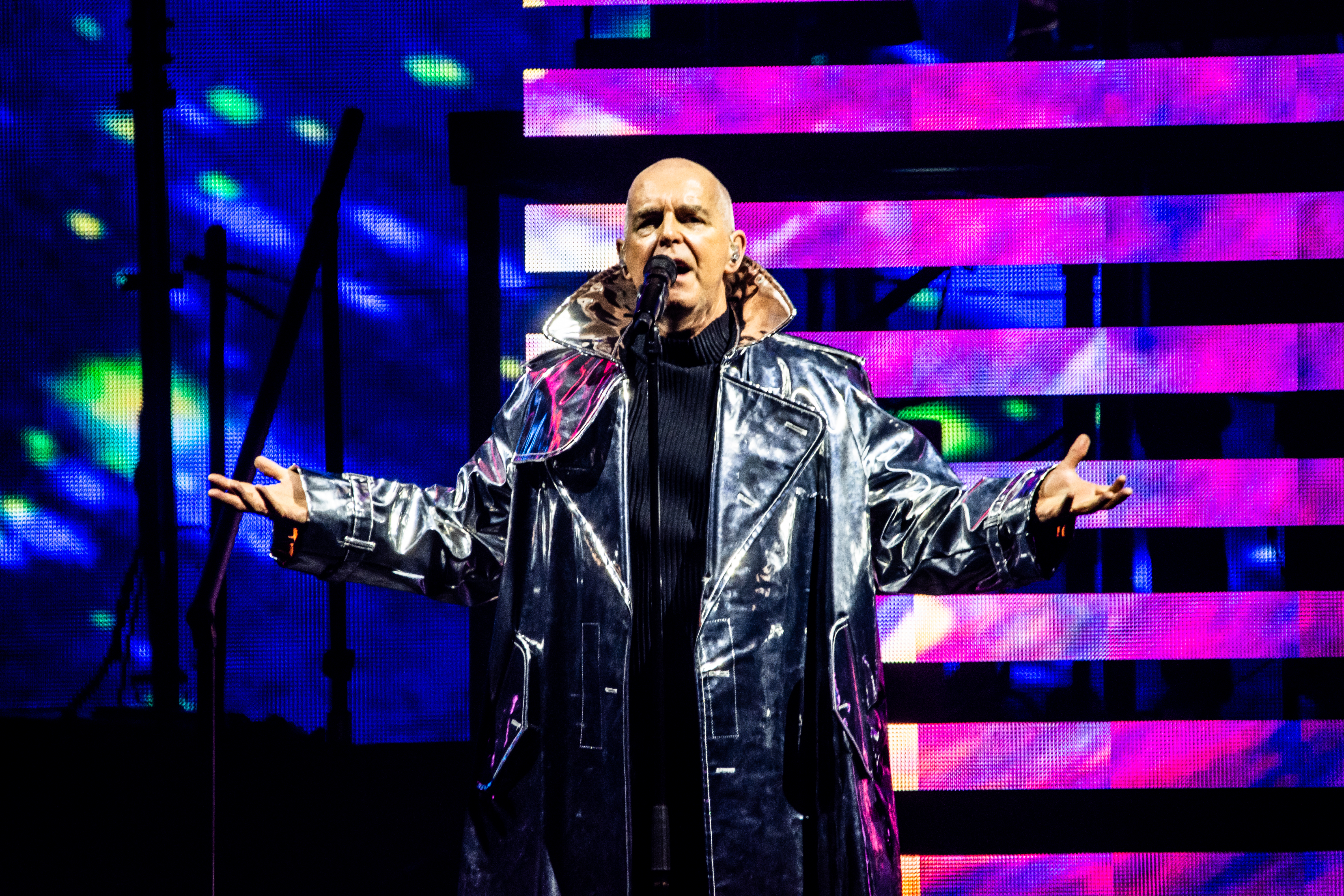 Pet Shop Boys performing at Rogers Arena, Vancouver - concert photography by Michael Caswell