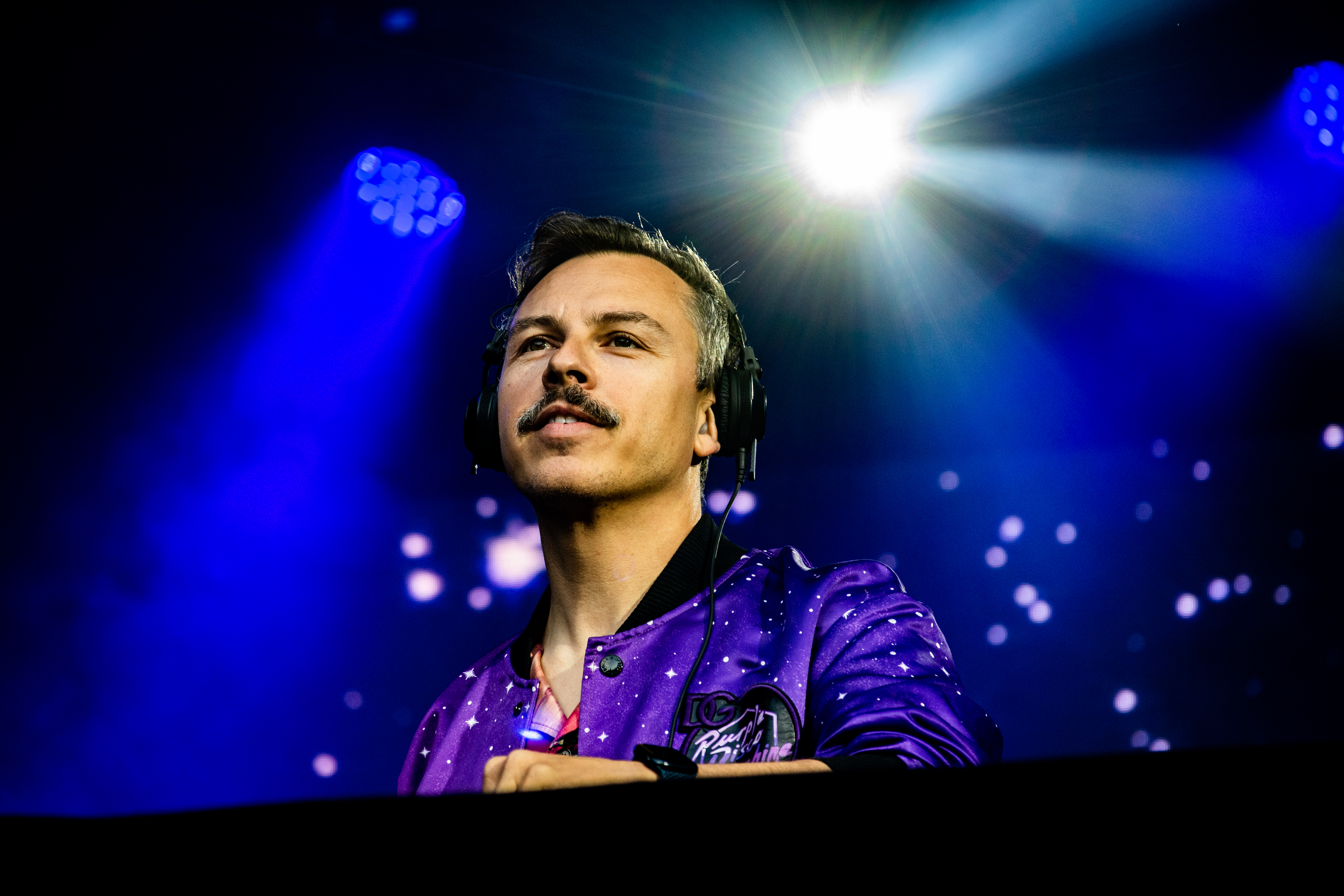 Purple Disco Machine performing at Malkin Bowl, Vancouver - concert photography by Michael Caswell